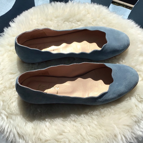 French Sole New York-FSNY-Jigsaw Blue Suede Flats Leather Size 8B Made in Spain - Picture 2 of 12